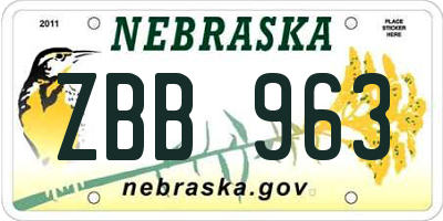 NE license plate ZBB963