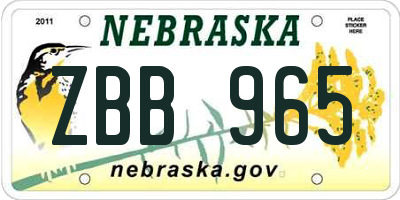 NE license plate ZBB965