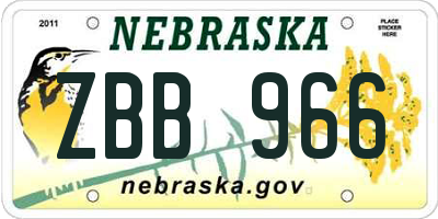 NE license plate ZBB966