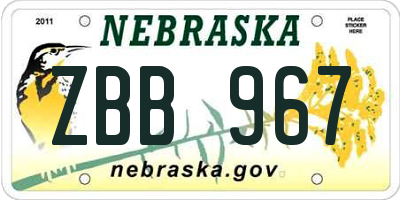 NE license plate ZBB967