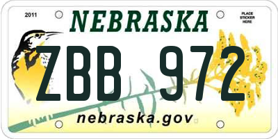 NE license plate ZBB972