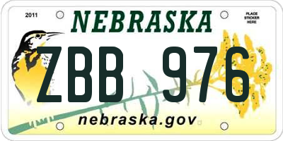 NE license plate ZBB976