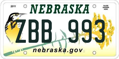 NE license plate ZBB993