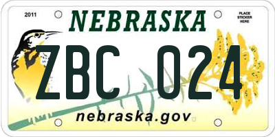 NE license plate ZBC024