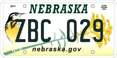NE license plate ZBC029
