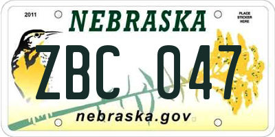 NE license plate ZBC047