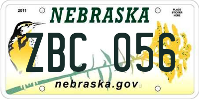 NE license plate ZBC056