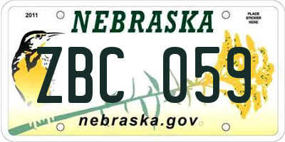NE license plate ZBC059