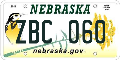 NE license plate ZBC060