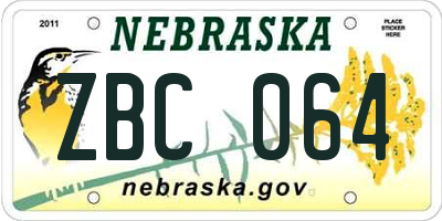 NE license plate ZBC064