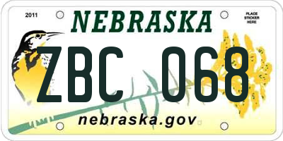 NE license plate ZBC068