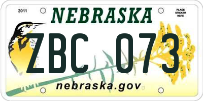 NE license plate ZBC073