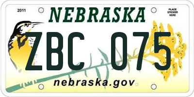 NE license plate ZBC075