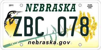 NE license plate ZBC078