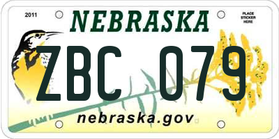 NE license plate ZBC079