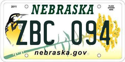 NE license plate ZBC094