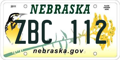 NE license plate ZBC112