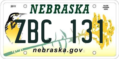 NE license plate ZBC131