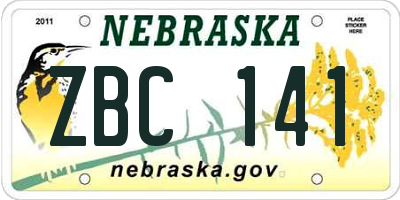 NE license plate ZBC141
