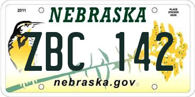 NE license plate ZBC142