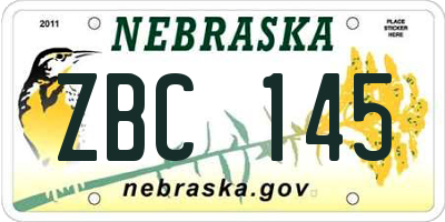 NE license plate ZBC145