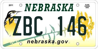 NE license plate ZBC146