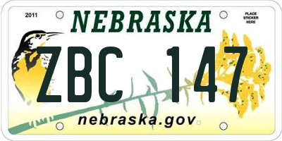 NE license plate ZBC147