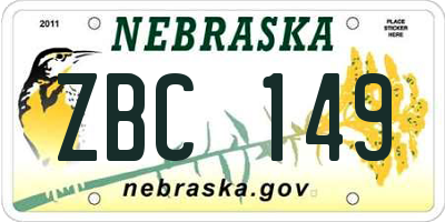 NE license plate ZBC149