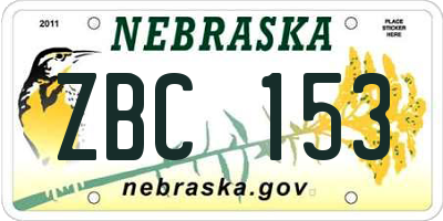 NE license plate ZBC153