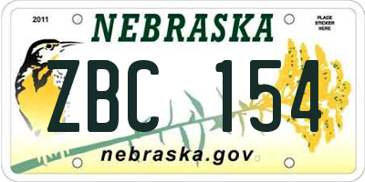 NE license plate ZBC154
