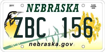 NE license plate ZBC156