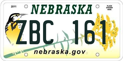 NE license plate ZBC161