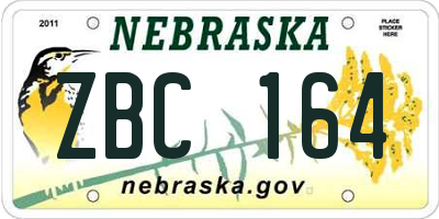 NE license plate ZBC164