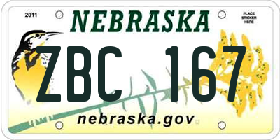 NE license plate ZBC167