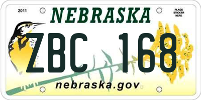 NE license plate ZBC168
