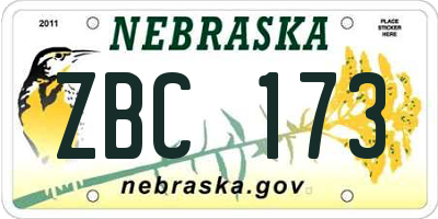 NE license plate ZBC173