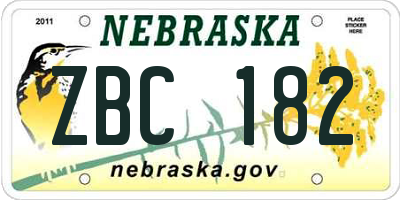 NE license plate ZBC182