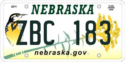 NE license plate ZBC183