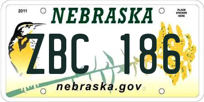 NE license plate ZBC186