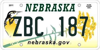NE license plate ZBC187