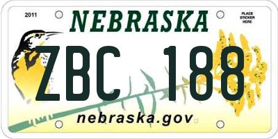 NE license plate ZBC188
