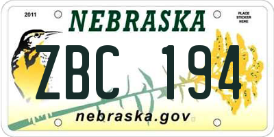 NE license plate ZBC194