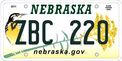 NE license plate ZBC220
