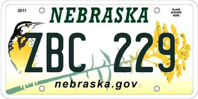 NE license plate ZBC229