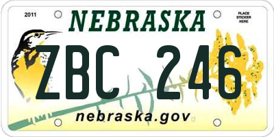 NE license plate ZBC246