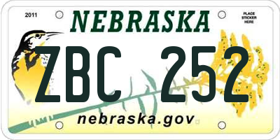 NE license plate ZBC252
