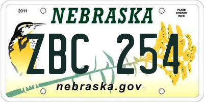 NE license plate ZBC254