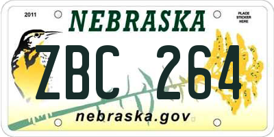 NE license plate ZBC264