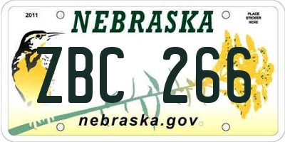 NE license plate ZBC266