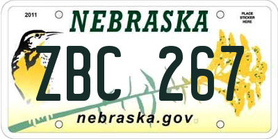 NE license plate ZBC267